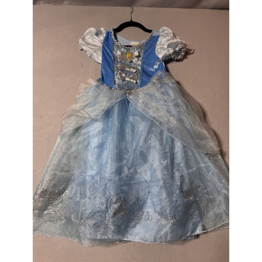 Disney Store Cinderella Princess Costume Dress Kids Girls S Small 5/6 Blue Gown